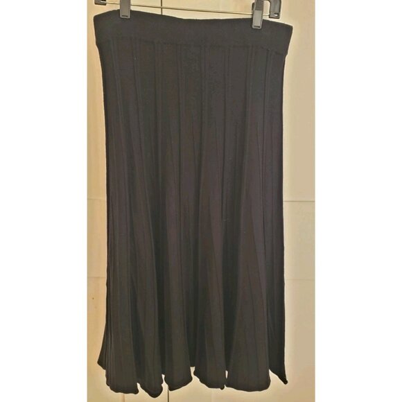 NWT T TAHARI RIBBED KNIT MIDI SKIRT BLACK LARGE - Picture 4 of 9